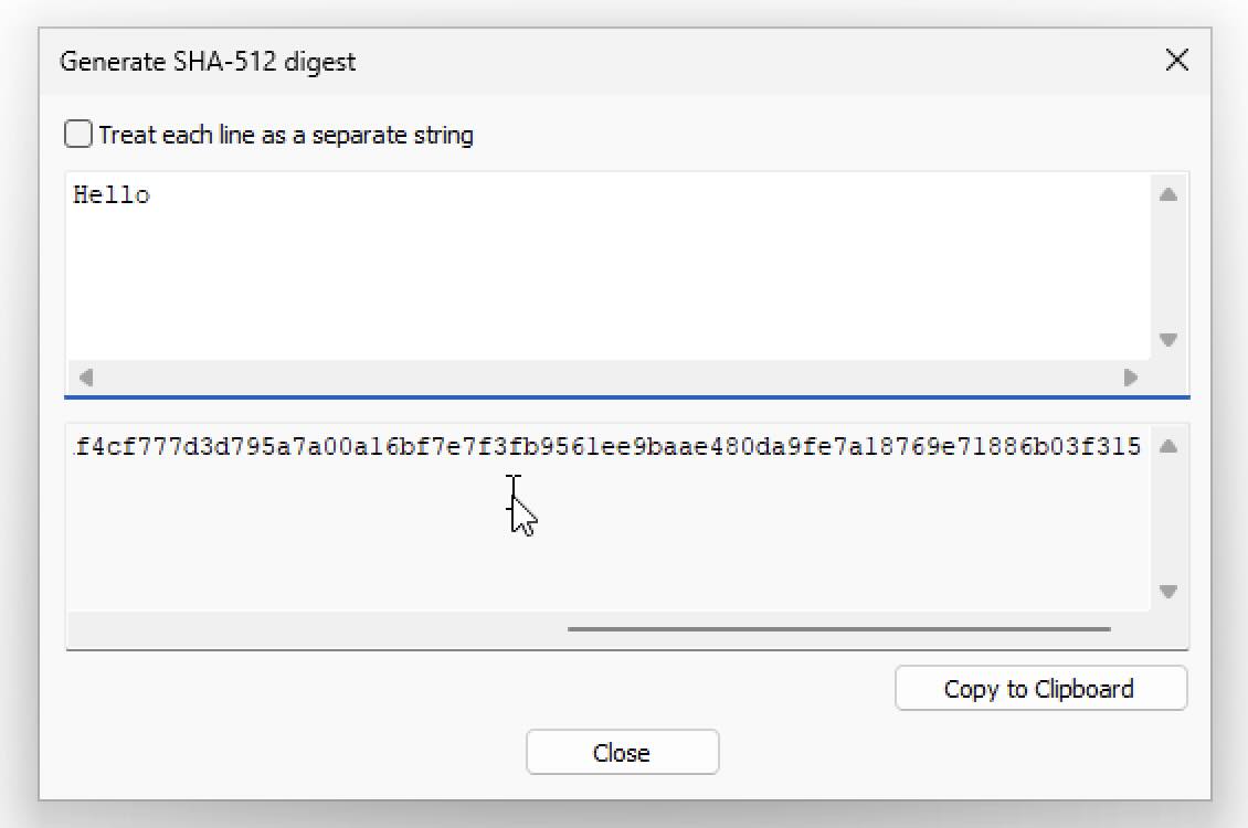 Generate SHA-512 digest in Notepad++